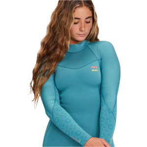 2022 Billabong Womens Synergy 4/3mm Back Zip Wetsuit F44F38 - Marine